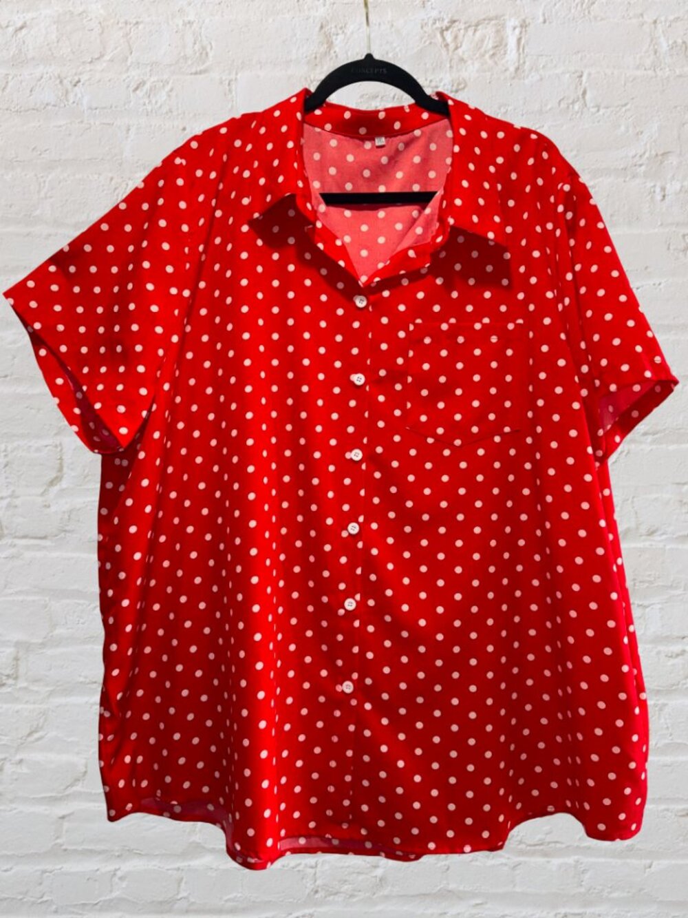 3X Red & White Polka Dot Button Up Shirt